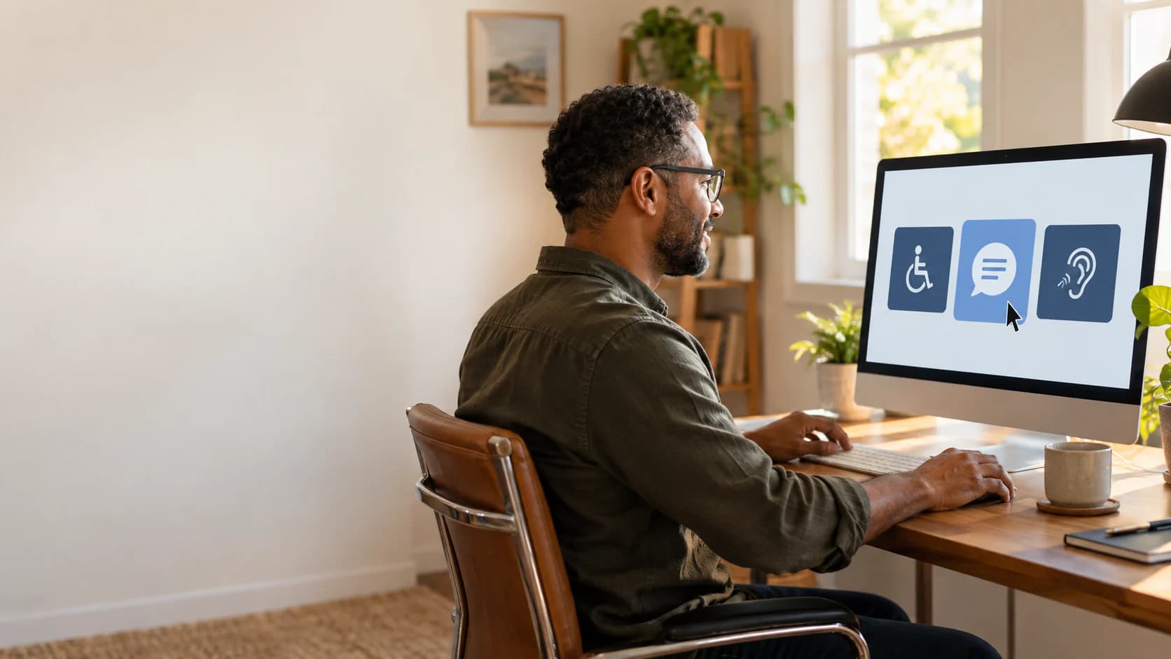 A distinct feedback-reporting workstation is prepared for a website-accessibility question.
