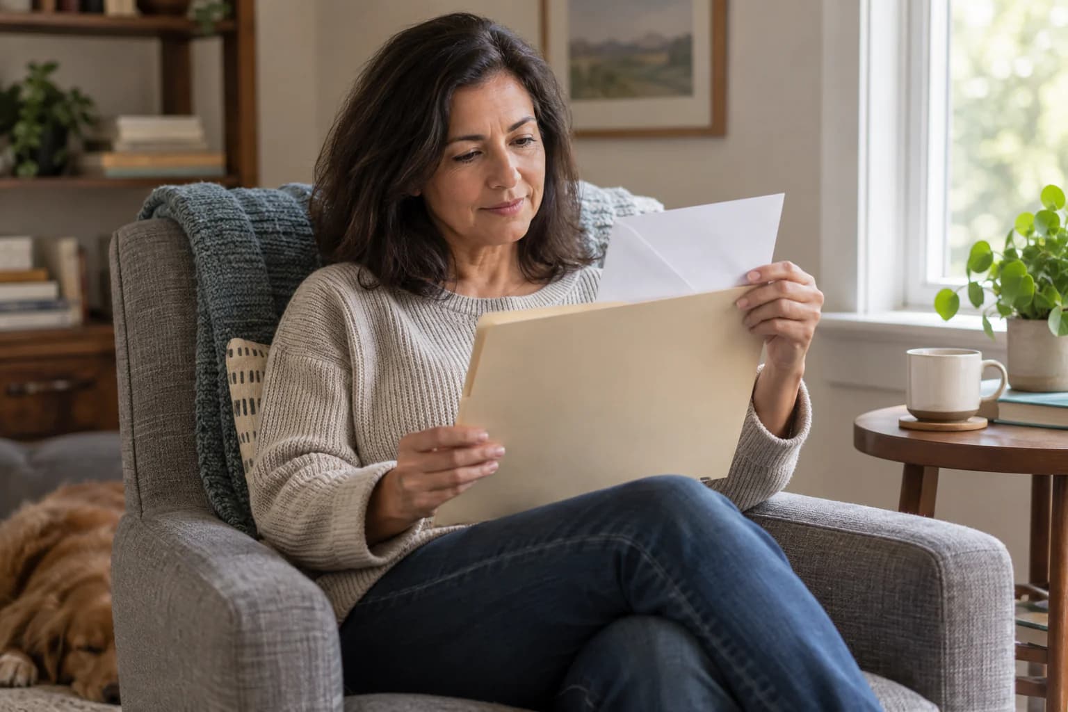 An adult reads written testing instructions supplied by a provider or laboratory.